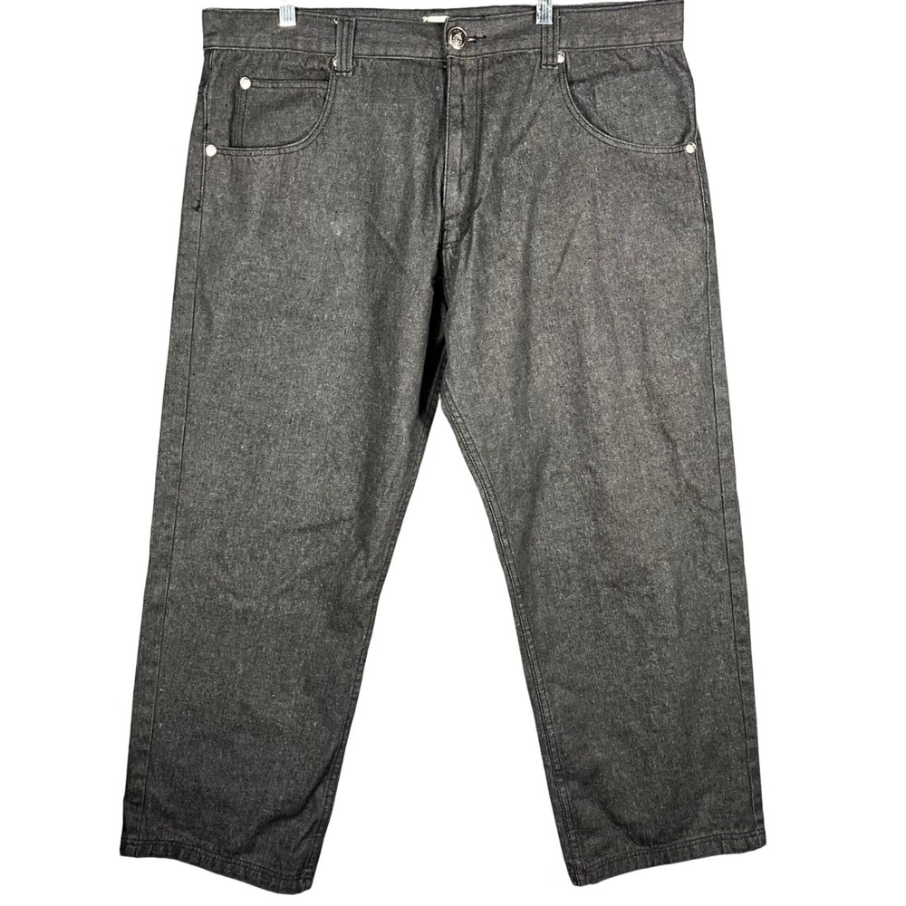 Max Denim Jeans Mens 42x30 Charcoal Gray Straight Leg Dark Wash Y2K Grunge‎